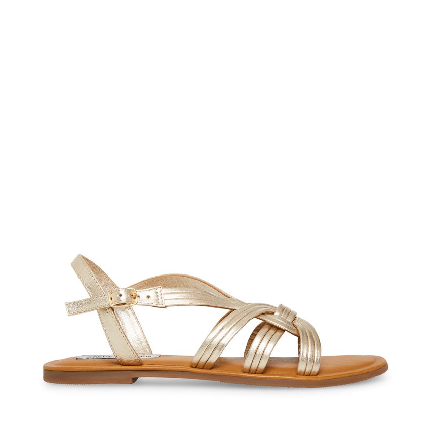 Gold Steve Madden Prim Women\'s Flat Sandals | PH 1278AW16